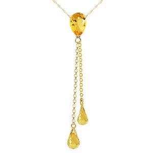 14K. SOLID GOLD NECKLACE WITH CITRINES (Yellow Gold)